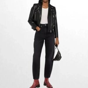 RE/DONE 80s Peg-Leg High-Rise Jeans, Black Wash, Size 23, 166-3WPEGLG